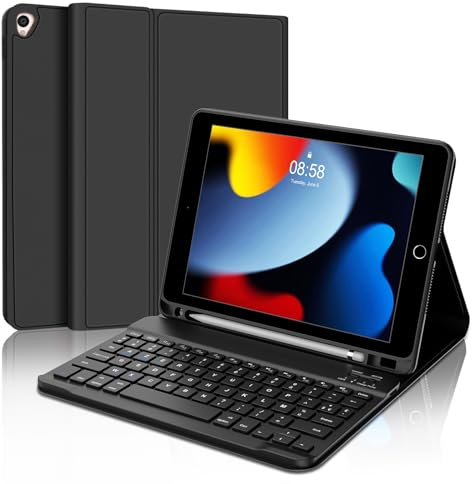 JADEMALL Clavier pour iPad 10.2 9eme/8eme/7eme Generation 2021/2020/2019 | AZERTY Français Clavier Bluetooth sans Fil Détachable Magnétique avec Porte Crayon pour iPad 10.2 9/8/7 Generation, Noir