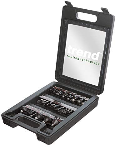 Trend 24-teiliges Fräser-Starter-Set, 1/4 Zoll Schaft, Hartmetallbestückt, Mit Aufbewahrungskoffer, SET/SS24X1/4TC