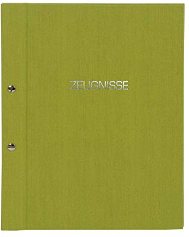 goldbuch 36005 Zeugnismappe Colours, Urkundenmappe DIN A4, Dokumentenmappe mit Schraubverschluss und 12 Sichttaschen, Mappe Erweiterbar, Ordnungsmappe mit Leinenstruktur Einband, Orgamappe Grün, 31x24 cm