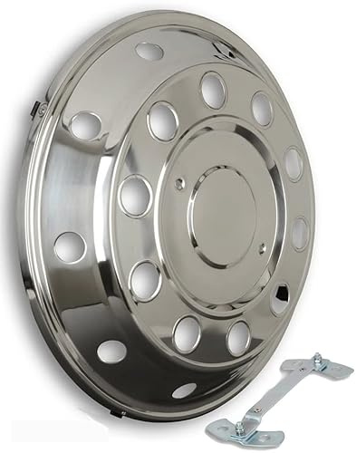 LKW Radzierblende 22,5 Edelstahl gewölbt mit Halter für die Vorderachse passend für Lochkreis 10x335mm