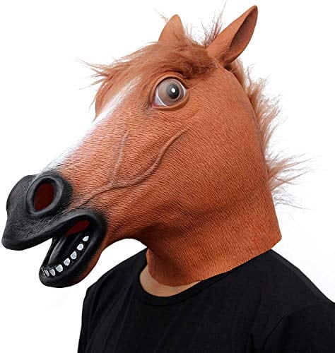 CreepyParty Pferdemaske Halloween Kostüm Party Tierkopf Latex Maske Braun Pferd