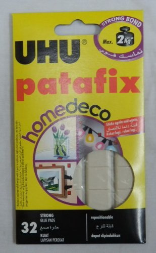 UHU Patafix Homdeco Strong Bond 32 Strong Glue Pads Sticks Again & Again Repositionable by Patafix UHU