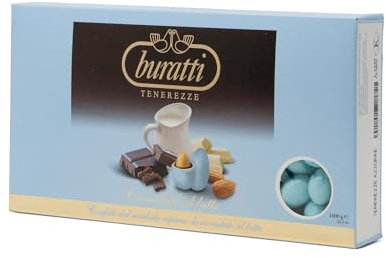 Buratti Confetti alla Mandorla Ricoperta di Cioccolato, Tenerezze Azzurro - 1000 g