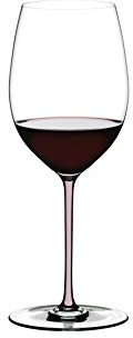 RIEDEL Fatto A Mano Cabernet/Merlot, Einzelpackung, klares u. pinkes Kristallglas, handgefertigt
