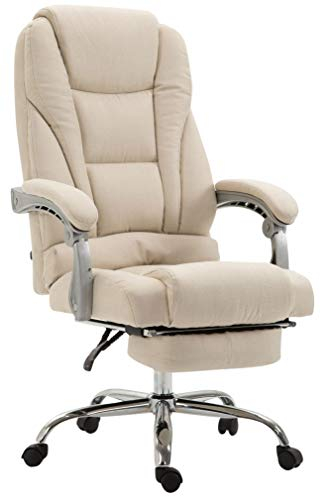 CLP Silla Oficina Ergonómica Pacific En Tela I Silla Escritorio Regulable En Altura & Giratoria I Silla Ordenador con Reposapiés Abatible, Color:Crema