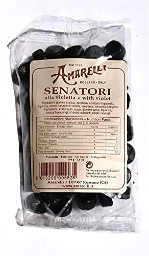 Senatori alla Violetta Amarelli 100g – Liquirizia Artigianale con Aroma di Violetta, Gusto Delicato e Fiorito, Confezione Pratica