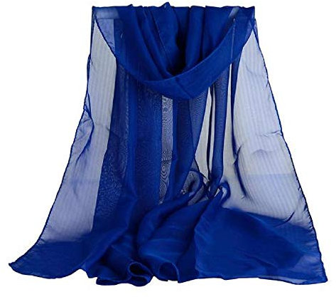 YEBIRAL Damen Chiffon Schal Ganzjährig Multifunktional Einfarbig Weich Deckenschal Halstuch(Blau)