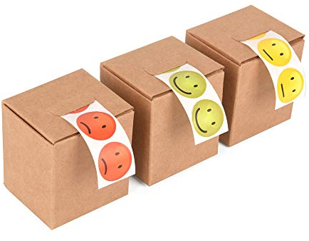 ewtshop® 3 x 100 Smiley Lachgesichter Aufkleber Sticker in den Ampelfarben, rot, grün, gelb, 2 cm Durchmesser