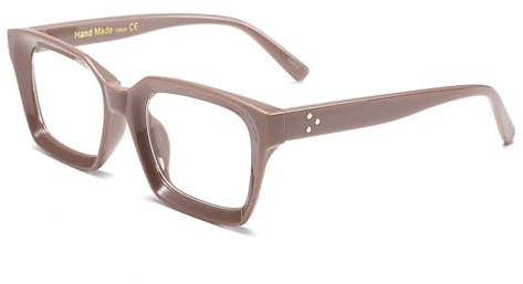 FEISEDY Klassische Brille Rechteckig Klare Linsen Dicker Brillenfassung für Damen Herren B2461