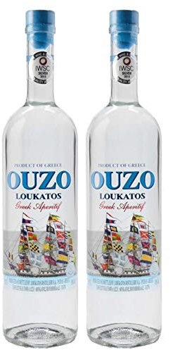 Ouzo Loukatos 2x 0,7l 38% Vol. | Milder Ouzo aus Patras | + 20ml Jassas Olivenöl
