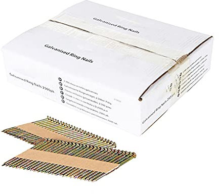 Dapetz ® Galvanised 34° Paper Collated Clipped D-Head Ring Nails 2.9x50mm for Nailer Guns – 400PC for Woodwork, Home Decor, Fencing, DIY, and Outdoor Projects