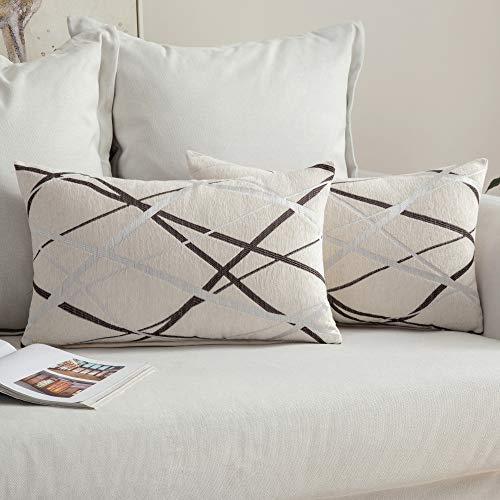 MIULEE Kissenbezug 30x50 cm Weicher Chenille Sofakissen Bezug mit Modernem Design Perfektes Dekokissen für Wohnzimmer
