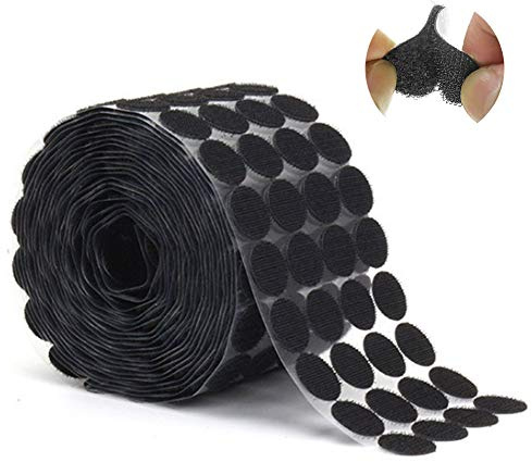 DoGeek 1000pcs 20mm Self Adhesive Hook and Loop Dots, Waterproof DIY Movable Backing Fastening Tape, Double Sided Sticky Adhesive Pads for Home, School, Office (Black)