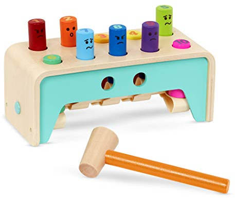 Battat Juego de martillo para niños fabricado en madera - juego de martillo, banco de golpear, banco de martillo, juego de golpear - juguete de motricidad, juguete educativo a partir de 1 años