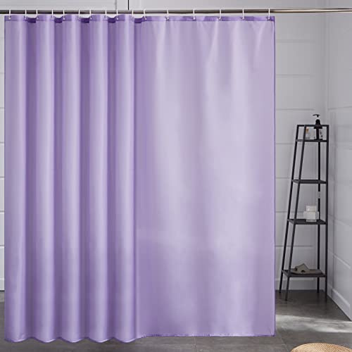 Furlinic Duschvorhang Mit Gewicht für Badewanne Antischimmel Lila 244x200cm | Wasserdicht Waschbar Textil Polyester Stoff Schwer Mit Ösen Hochwertig Extra Breit Badvorhang mit 16 Duschringen.