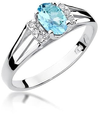 Damen Ring 585 14k Gold Weißgold echt Topas Edelstein Diamanten Brillanten