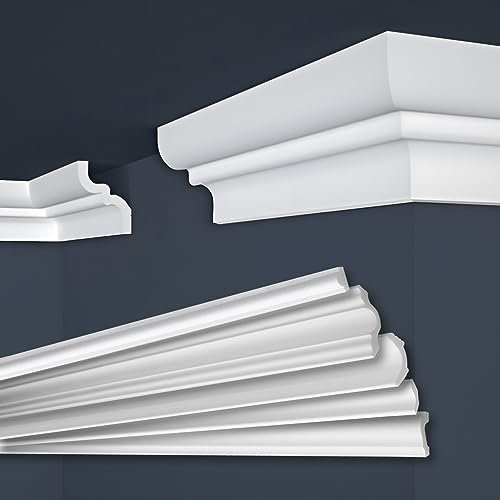 MARBET DESIGN Stuckleisten XPS Styropor weiß - Deckenleisten Stuck Decken Styroporleisten E-Leisten - (78 Meter / 1 Packung E-9)