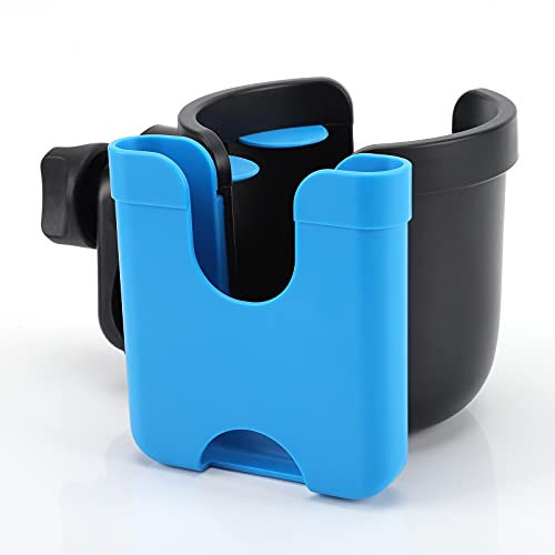 Accmor Portavasos para cochecito con soporte para teléfono, soporte universal para vasos para Uppababy Nuna Doona, soporte para teléfono 2 en 1 para cochecito, bicicleta, silla de ruedas, andador,