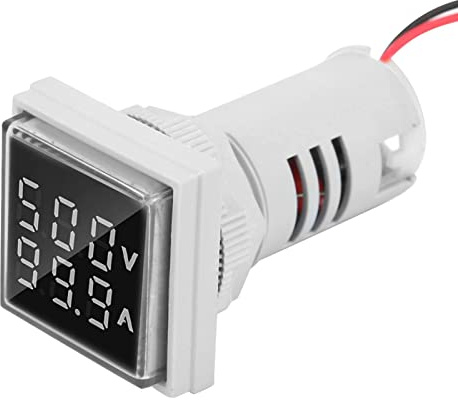 MOUMOUTEN LED Anzeigelampe Strommessgerät Spannungsprüfer Stromdetektor | 22mm Dual Display Panel Voltmete Amperemeter AC 0-100A 60-500V Unterputz-Panel,Voltimeter(weiß)