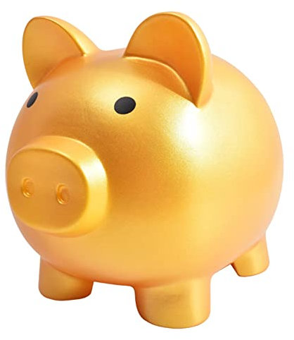 Fuyamp Cute Piggy Bank, Child to Cherish Money, Keepsake Nursery Decor, Cute Coin Money Box Saving Coins Cash Fun Gift for Kids (Gold)