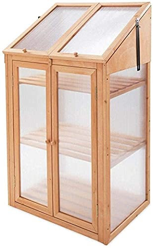 AAMEN 3 Tier Wooden Greenhouse, Garden Cold Frame, Growhouse with Polycarbonate Sheets Perfect Portable Greenhouse For Small Outdoor Plant, Vegetables And Flowers