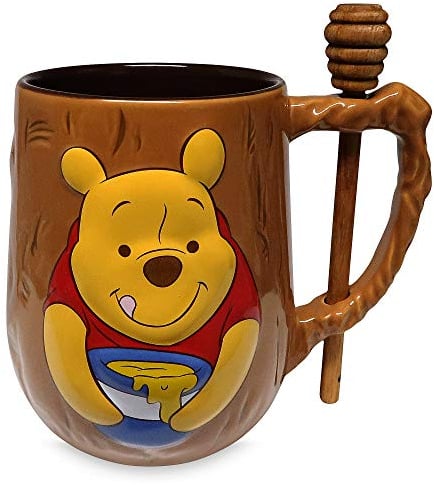 Disney Tasse en céramique avec finition bois Winnie l'ourson et cuillère à miel, 60 ml