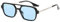 OSAGAMA Vintage Quadratische Sonnenbrille für Damen Herren 70er Jahre Kleine Brille Metallrahmen Schwarz/Blau