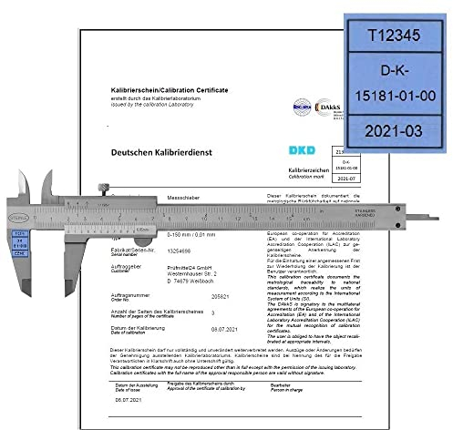 STEINLE 1102 Taschen Messschieber 150 mm -DAL- mit Feststellschraube, Ablesung: 0,05 mm DIN862 - inkl. Gewindetabelle inkl. Kalibriermarke & DAkkS Kalibrierschein entspricht der IATF 16949 Forderung