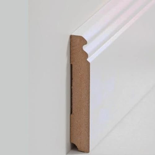 Südbrock 719.145 - Plinthe à base de Berlin - 19 x 145 x 2500 mm - Film MDF - Blanc - Peut être peint - Barre de hamburger - 1 pièce