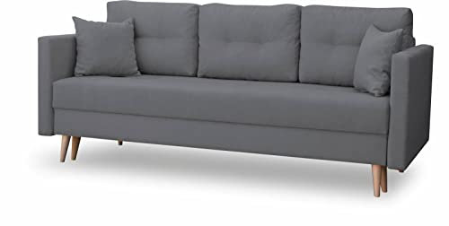 bonni Schlafsofa Lahti, Sofa mit Bettkasten und Schlaffunktionn, Klappsofa, Schlafcouch, Bettsofa, Couch vom Hersteller,Couch, Couchgarnitur, Sofagarnitur (Graphit)
