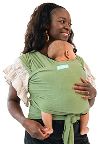 Moby Wrap Babytragetuch für Neugeborene bis Kleinkind - Element - Baby Wrap Carrier Slings - Perfekte Babyhalterung für Mama & Papa - Verstellbar für alle Körpertypen - Kiwi