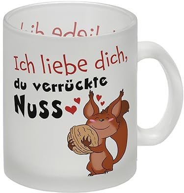 Ich liebe dich verrückte Nuss Glas Tasse mit süßem Eichhörnchen für deinen Schatz zum Valentinstag oder Geburtstag als lustige Geschenkidee Glas Tasse Der Glas Tasse ist eine