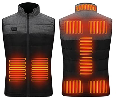 Bseical Veste Chauffant Femme Homme ÉLectrique Chargement Usb Hiver Chaud Polaire Gilet Chauffé Avec 7 Zones De Chauffage 3 TempéRatures RéGlables Pour Ski En Plein Air RandonnéE Chasse Camping
