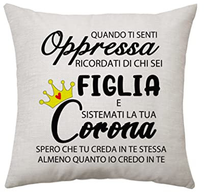 Aconesong Figlia Regali da Mamma Papa Gettare Cuscino Copertura Cuscino per Figlia Compleanno Regali di Laurea di Natale Home Divano Decor (Figlia- Corona)