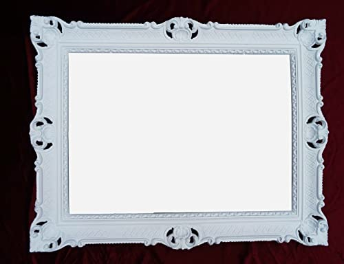 Gemälderahmen Barock Bilderrahmen 50x70 cm Werbetafel Menütefel rechteckig posterrahmen Bilderrahmen Groß Xxl Rahmen Antik Rahmen 90x70cm Plakatrahmen Hängerahmen Spiegelrahmen (WEIß)