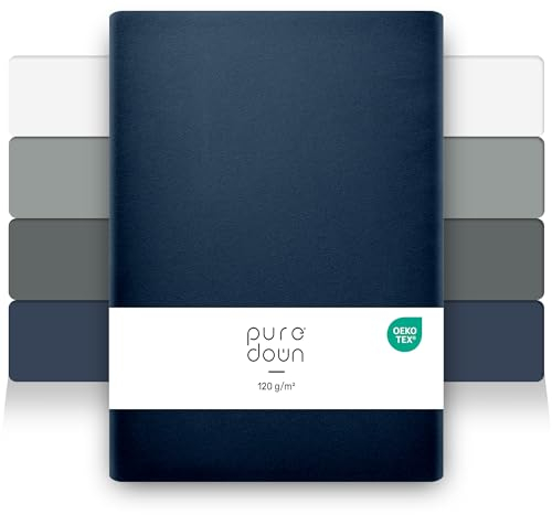 puredown 2er Set Premium Spannbettlaken 120x200cm Mikrofaser Bettlaken für Matratzen bis zu 25cm, Dicke Angenehm Atmungsaktive Spannbetttücher Bettwäsche, Oeko-Tex Zertifiziert, Marineblau