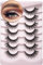 Onlyall False Lashes Cat Eye Strip False Eyelashes Fake Lash Volume Soft Faux Mink Eyelash Wispy Look Fluffy Foxeye Lash 7 Pair 16MM A04