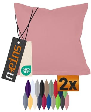 npluseins 2er-Pack Baumwoll-Kissenbezüge Nackenrolle, 40 x 15 cm, Altrosa | Öko-Tex Standard 100, hautsympathisch, strapazierfähig, verdeckter Reißverschluss, waschbar bis 60 °C, trocknergeeignet