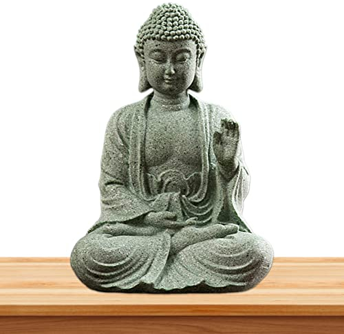 Buddha -Statuen, 12 cm/4,7 Zoll Mini Sandstein Buddha Ornament, ruhen schlafende Buddha meditieren Dekor für Home Office Decoration Geschenk (Stil 2)