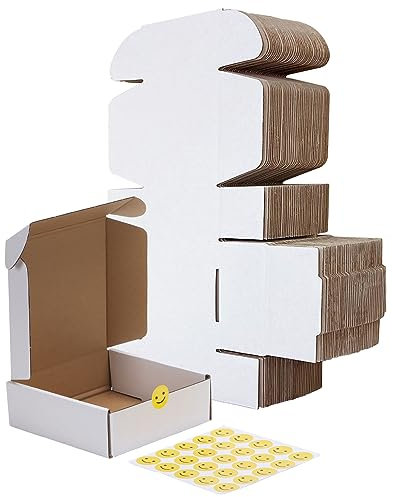 RLAVBL 6x6x2 Kleine Versandkartons 25er Set weiß Wellpappe Karton für Verpackung, Versand, Geschäft
