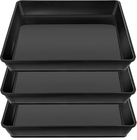 LWALRS Quadratische Pflanzen-Untersetzer, 50,8 cm, 55,9 cm, 3 Stück, extra große Pflanzen-Untersetzer, Tiefe Pflanzschalen für Töpfe, robuste Kunststoff-Pflanzen-Wasserschale, Pflanzgefäße für Innen-