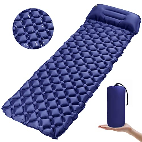 Karvipark Camping Isomatte, Ultraleichte Luftmatratze mit Kopfkissen, Faltbar Leicht Kleines Packmaß, Wasserdicht Schlafmatte für Outdoor, Reise, Wandern, Strand
