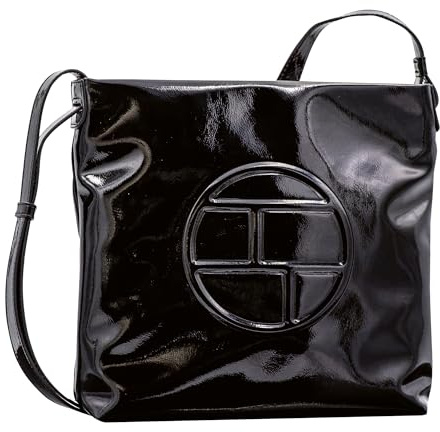 TOM TAILOR Rosabel Patent Damen Umhängetasche Crossbody Bag Mittelgroß Schwarz