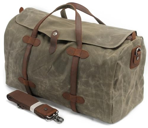 Reisetasche Gewachste Canvas-Reisetaschen, Herren-Reisehandtasche, große Kapazität, Vintage-Stil, Damen, Outdoor-Reise, Camping, Reise-Seesack (Color : Green)
