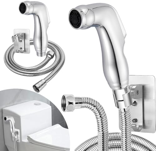 STOAT®ducha higienica para wc,Incluye alcachofa de ducha, flexo de 1,5 metros y soporte de alcachofa.bidet portatil para wc,grifo bidet para wc,grifo wc,ducha anal,duchas higienicas para wc,plateado