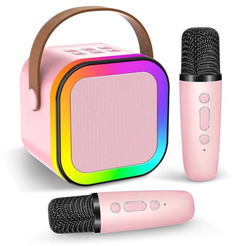 Kids Karaoke Maschine Kinder mit 2 Drahtlosen Mikrofonen Bluetooth Karaoke Maschine für Kinder Erwachsene mit LED-Licht und Sprachveränderungseffekten