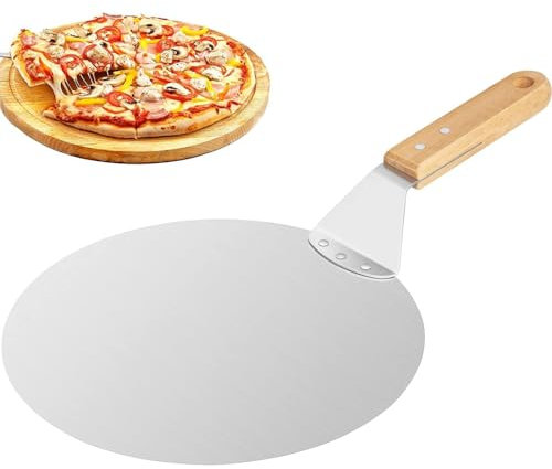Pelle à Pizza, Pelle de Transfert de Pizza, Palette à Pizza Ronde avec Poignée en Bois et Plateau, Spatule Cuisine pour Tourner vos Pizzas, Crèpes, Tarte etc