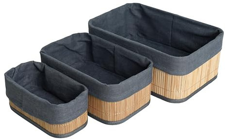 ESTEXO Bambuskorb Set Aufbewahrungsbox 3 Größen Aufbewahrungskorb Bambus Organizer