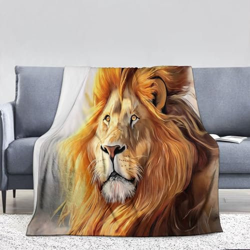 DACRWEKZ Coperta In Pile Con Stampa Di Animali Feroci 3D, Coperta In Flanella Di Leone Per Letto, Divano E Divano, Morbida E Soffice, 100 X 130 Cm