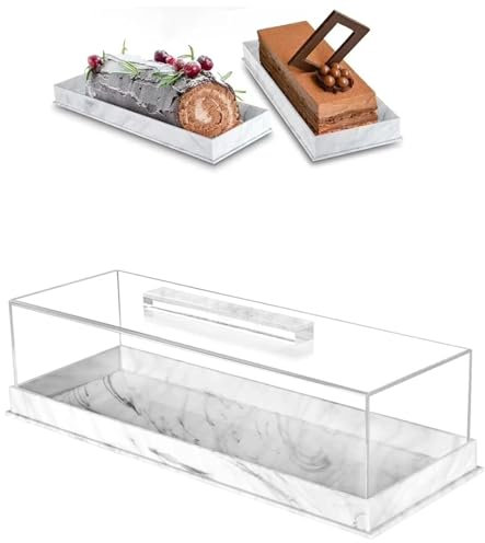 JyqPcm Vitrina expositora para repostería de panadería con Tapa Transparente, Bandeja Rectangular para Tartas,Adecuado para Bodas, Fiestas, propietarios de pastelerías, entusiastas de la repostería
